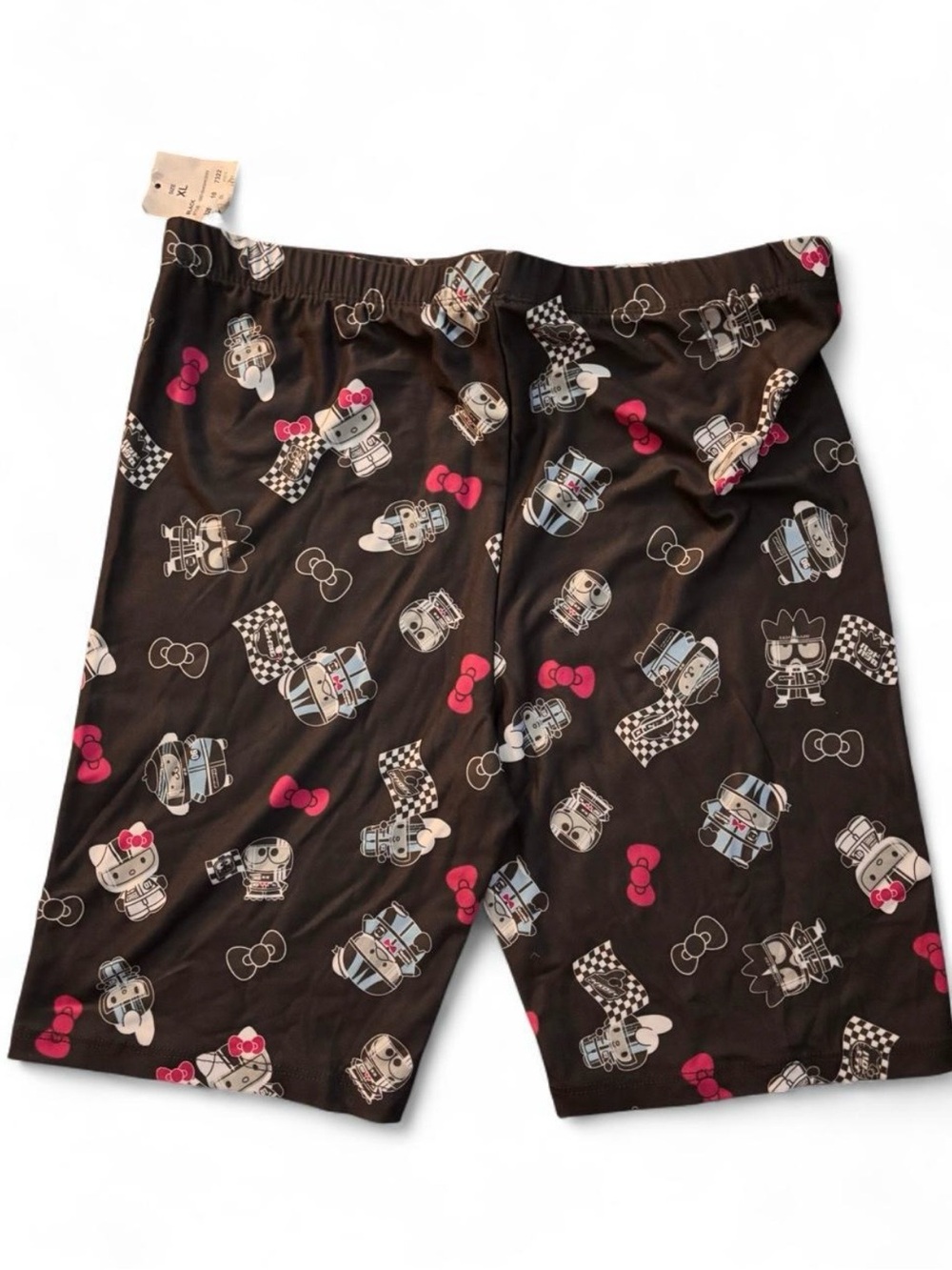 Sanrio Black Biker Shorts Bottoms with Pink and White Character Print